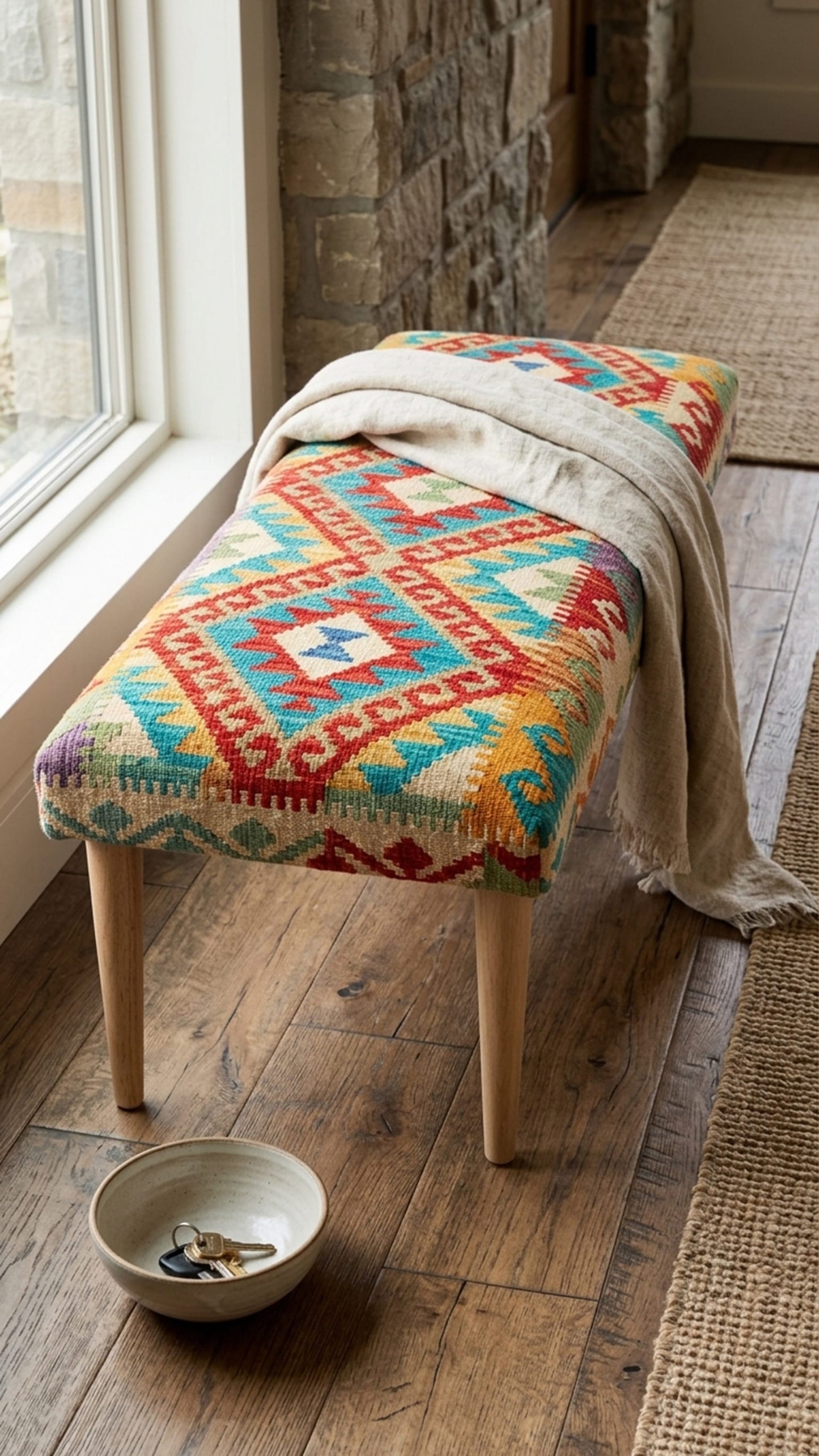 Kilim Bench Stool 123cmsx47cms