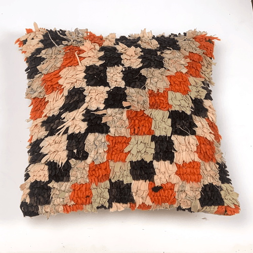 40x40cms Vintage Boucherouite rug cushion cover - kilimfurniture